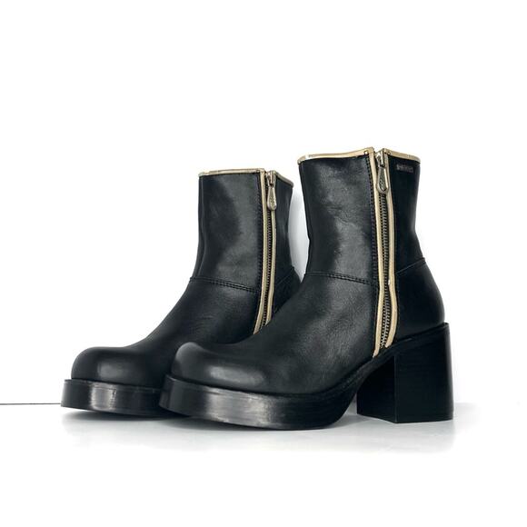 NEW Vintage Frye Villager Double Zipper Leather Platform Ankle Boots 6.5 - Picture 1 of 9